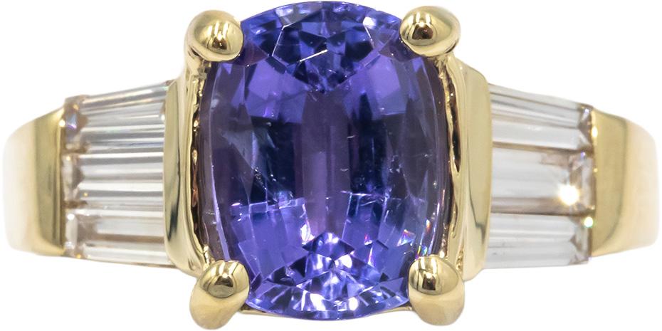 14k Yellow Gold 3.20CT VS Diamond and Tanzanite Cocktail Ring Size 7.75
