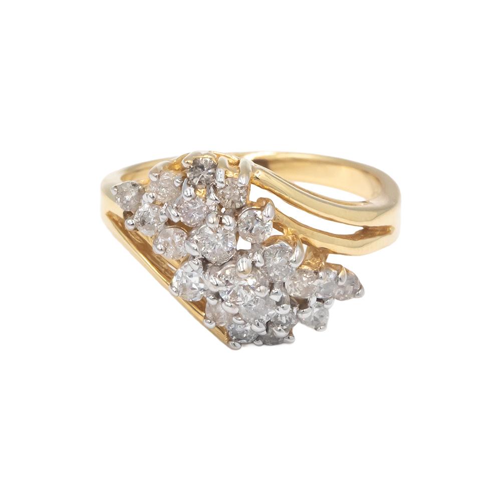 14k Yellow Gold 0.50CT Diamond Cluster Cocktail Ring Size 5.75