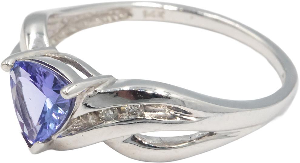KALATI 14k White Gold 0.56CT Diamond and Tanzanite Cocktail Ring Size 7