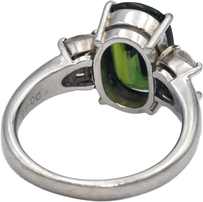 GIA Certified Platinum Diamond & Green Sapphire Cocktail Ring 4.59CT Size 6.75