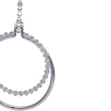 14k White Gold Diamond Double Circle Dangle Hoop Earrings 0.45CT