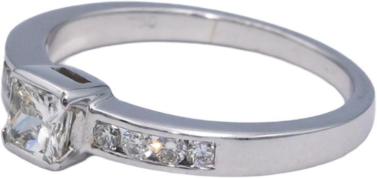 18k White Gold 0.65CT Princess Cut Diamond Engagement Ring w/ 0.50CT Center Sz 7