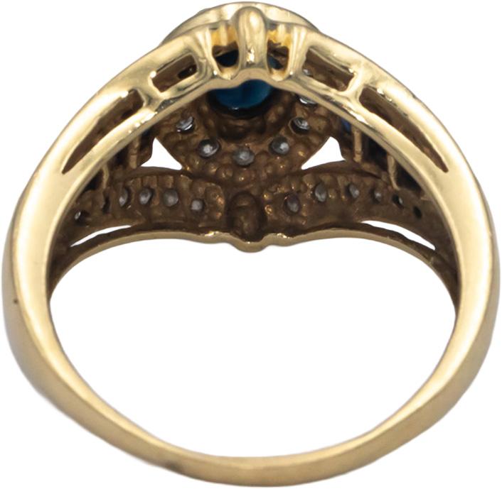 14k Yellow Gold 1.60CT Diamond and Sapphire Cocktail Ring Size 10