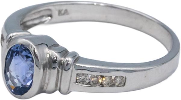 14k White Gold 0.43CT Diamond and Sapphire Ring Size 7