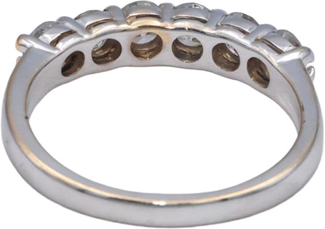 10k White Gold 1.01CT Round Cut Diamond Six Stone Band Ring Size 6.5