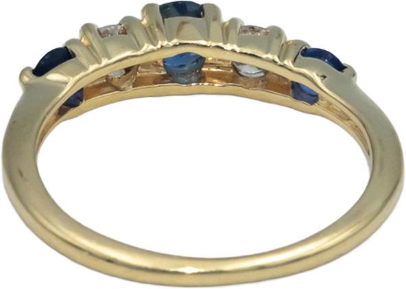 14k Yellow Gold 0.65CT Diamond and Sapphire Band Ring Size 6