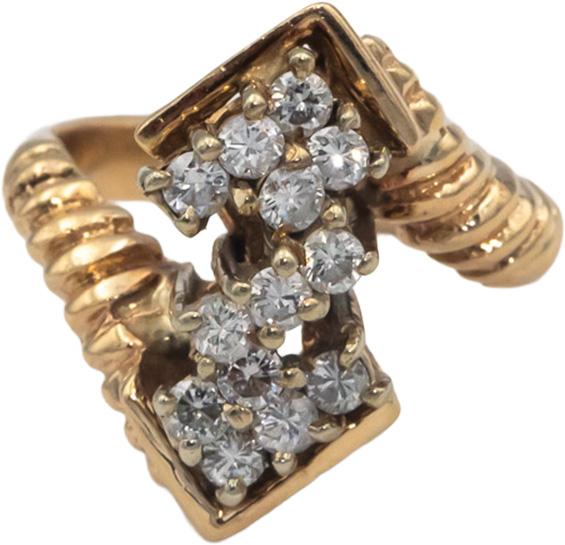 14k Yellow Gold Jewelry Round Diamond Cocktail Ring 0.52CT Size 5