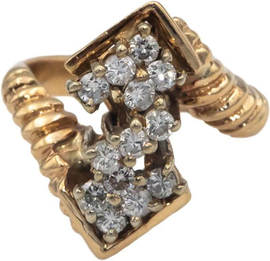 14k Yellow Gold Jewelry 0.52CT Round Cut Diamond Ring Size 5