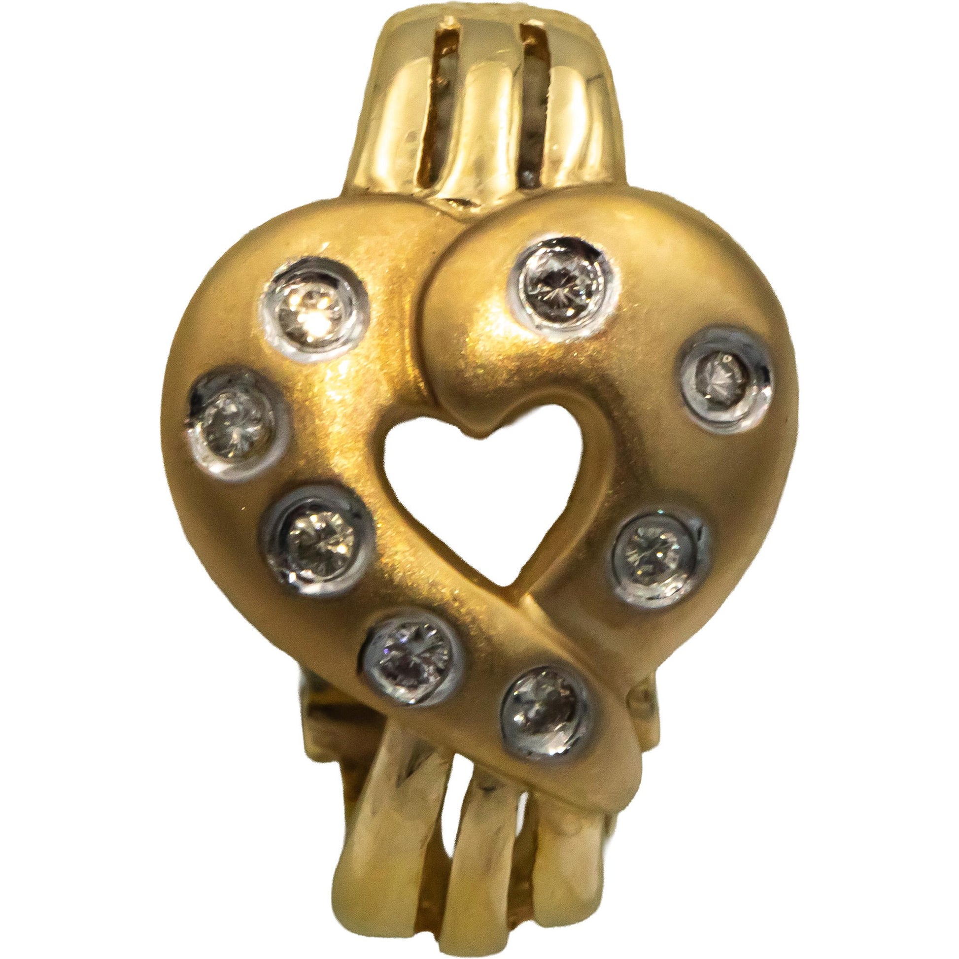 14k Yellow Gold 0.33CT Round Cut Diamond Heart Curved Earrings