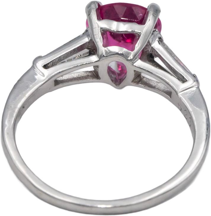 AGL Cert Platinum Jewelry 1.45CT Diamond and Pink Tourmaline Ring Size 5