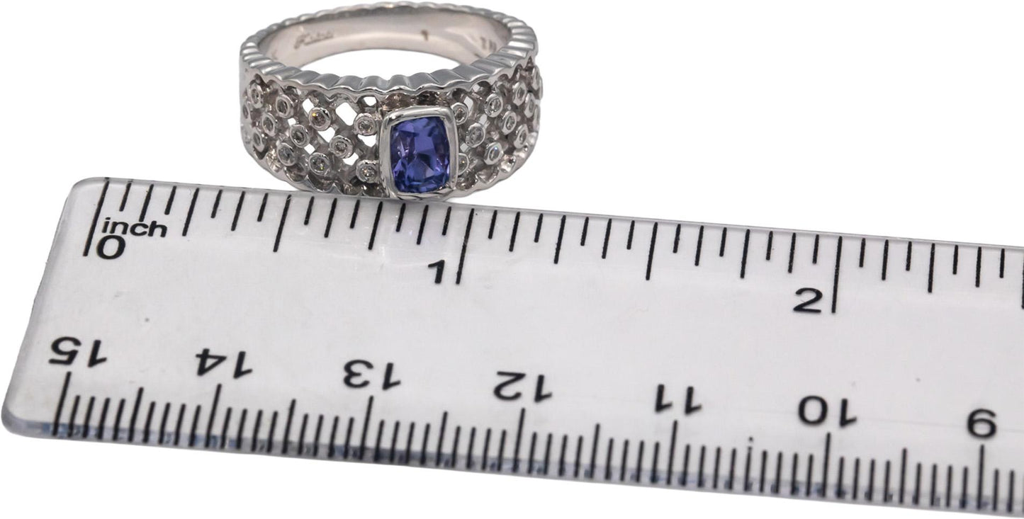 KALATI 14k White Gold 0.92CT Diamond and Tanzanite Ring Size 7.25