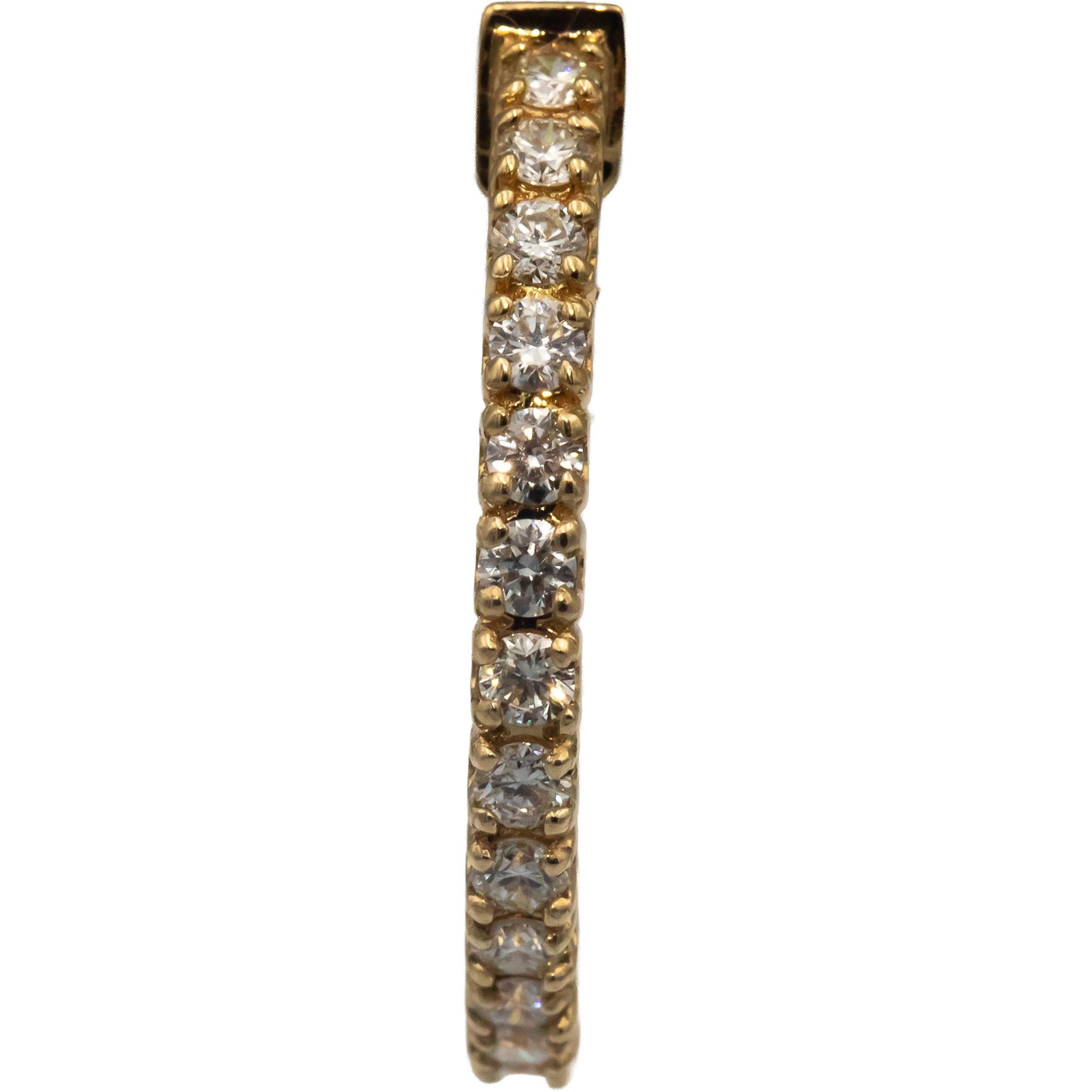 14k Yellow Gold 1.34CT VS Round Cut Diamond Inside Out Hoop Earrings