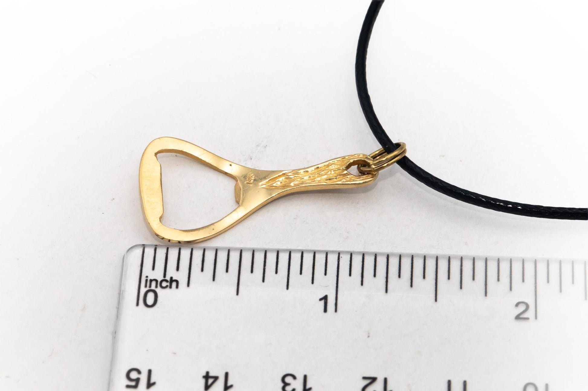 14k Yellow Gold Jewelry Bottle Opener Pendant On Cord Necklace