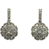 10k White Gold Princess Round Baguette Cluster Dangle Starburst Earrings 1.0CT