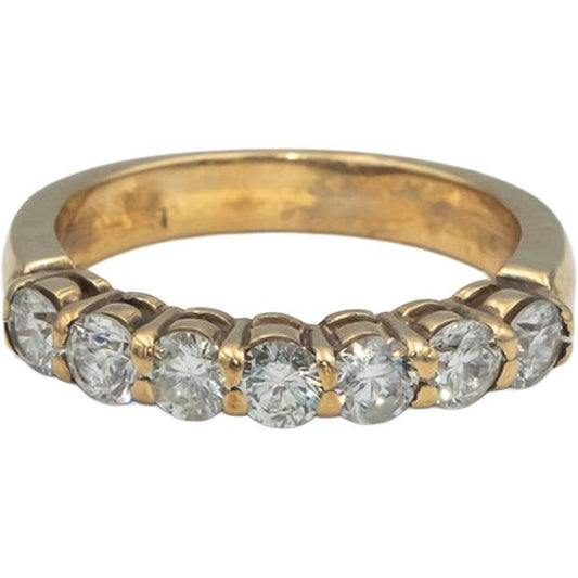 10k Yellow Gold 1.15CT Round Cut Diamond 7-Stone Band Ring Size 6.75