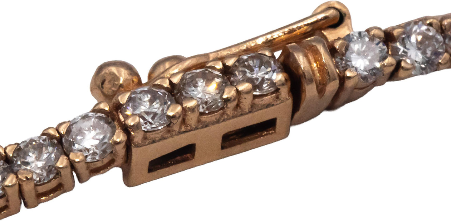 14k Rose Gold Round Diamond Tennis Necklace 17.75" Long 7.87CT