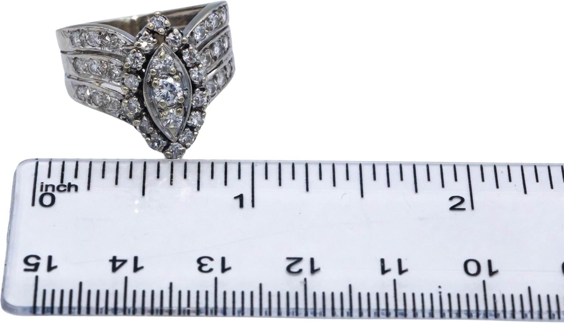 Vintage Antique 14k White Gold 0.95CT Round Cut Diamond Ring Size 7.25