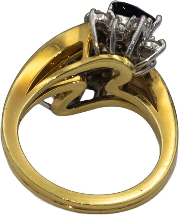 18k Yellow & White Gold VS Diamond and Sapphire Crossover Ring 1.90CT Size 6.5