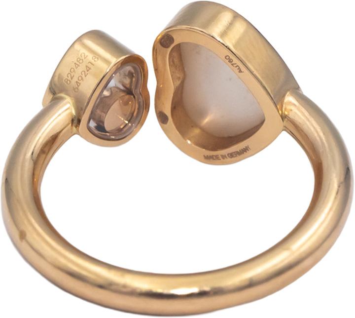 CHOPARD Happy Hearts 18k Rose Gold 0.04CT Diamond and Mother of Pearl Ring $2190