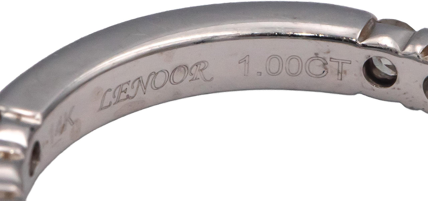 LENOOR 14k White Gold 1.0CT Round Cut Diamond Semi-Eternity Ring Size 7