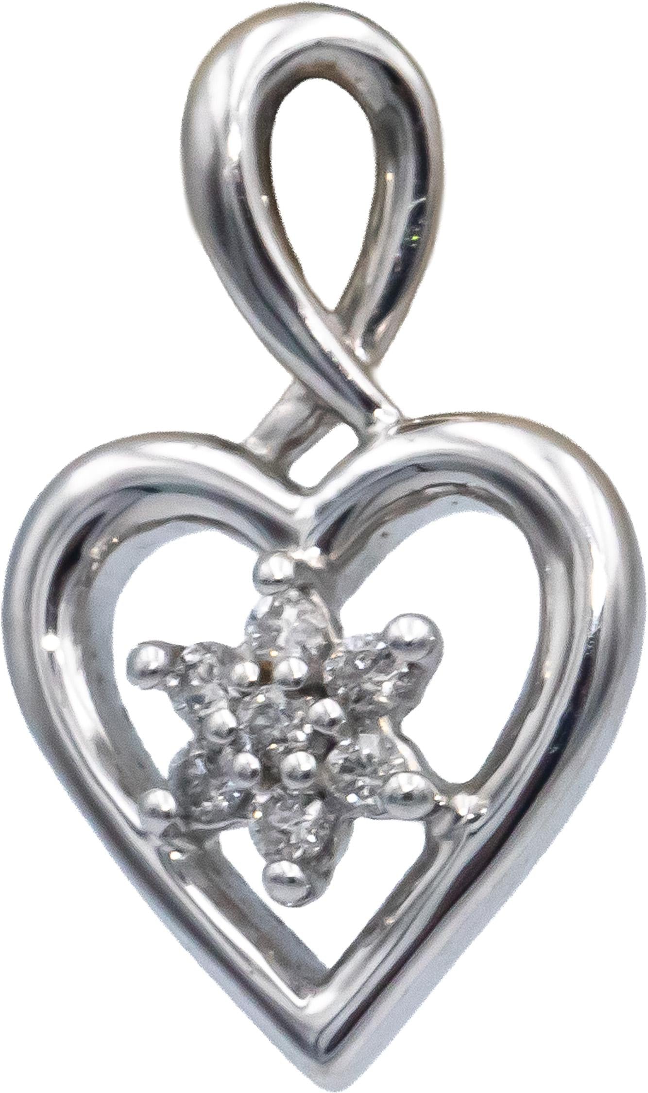 10k White Gold Jewelry 0.13CT Round Cut Diamond Heart Stud Earrings