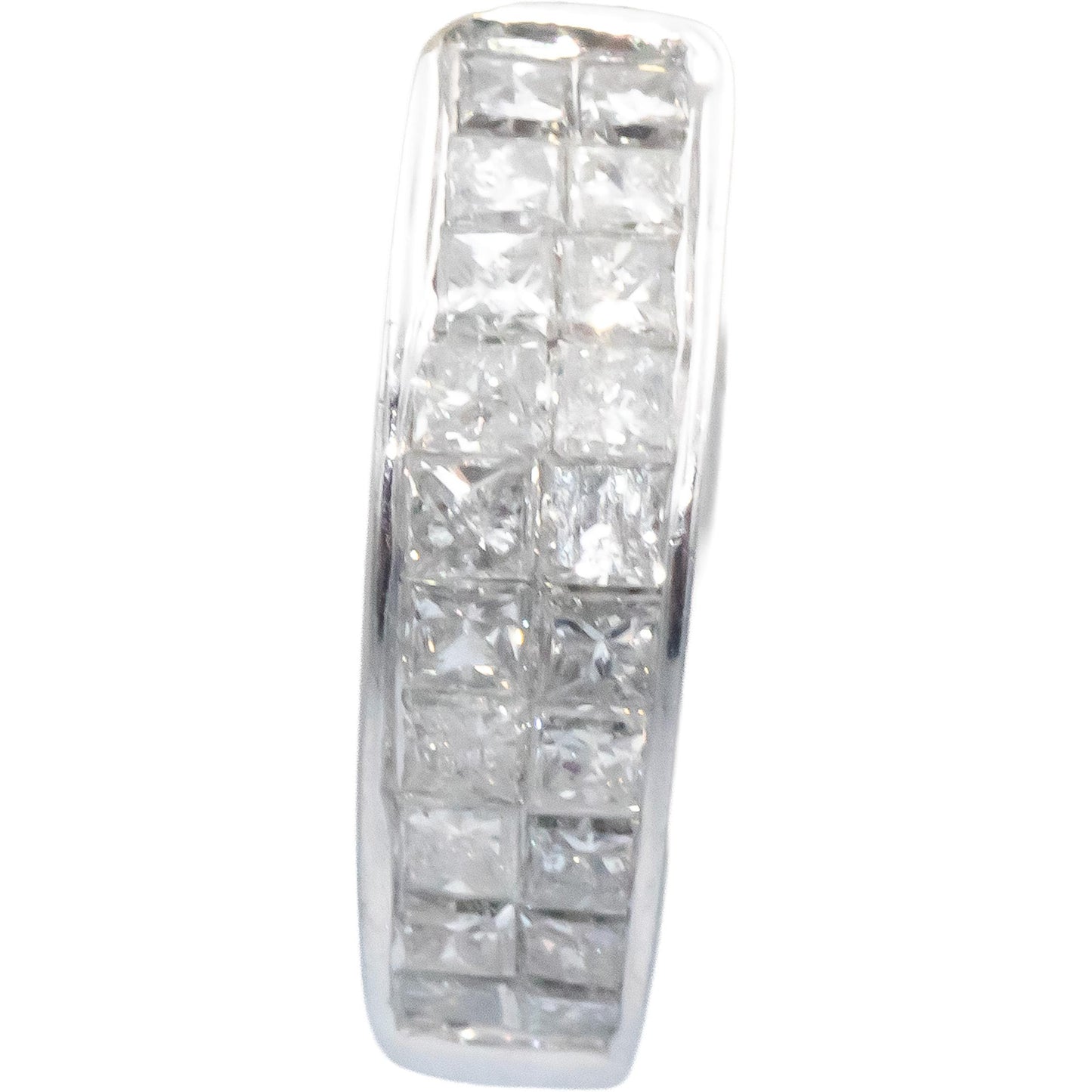 14k White Gold 1.0CT Princess Cut Diamond Hoop Huggie Earrings