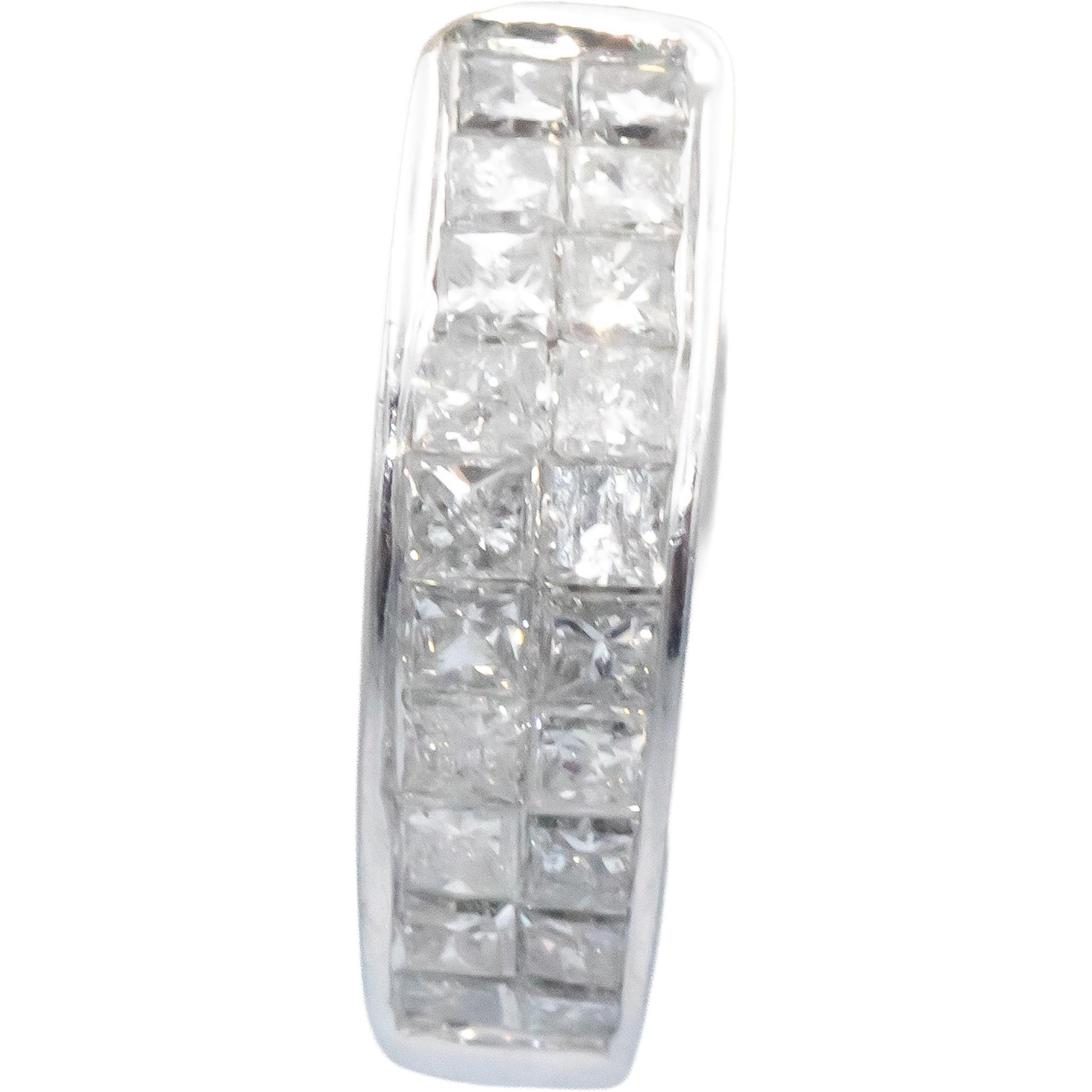 14k White Gold 1.0CT Princess Cut Diamond Hoop Huggie Earrings