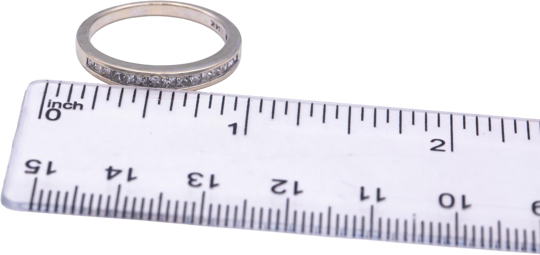 14k White Gold 0.25CT Princess Cut Diamond Anniversary Band Ring Size 7.75