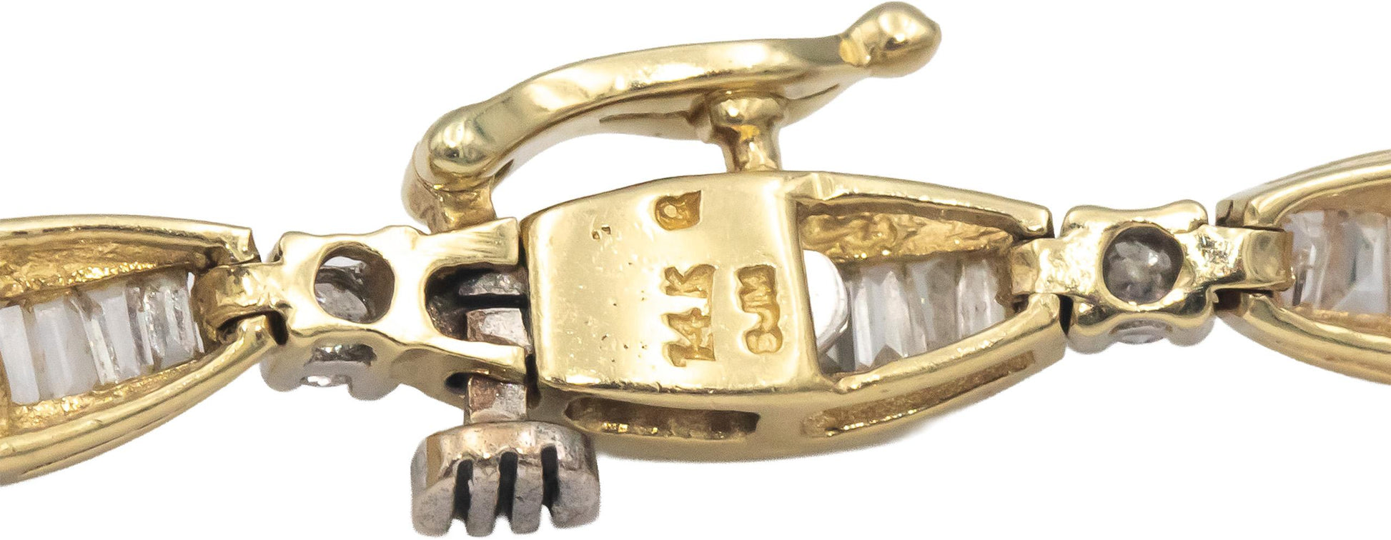 14k Yellow Gold Round & Baguette Cut Diamond Fancy Link Bracelet 3.0CT