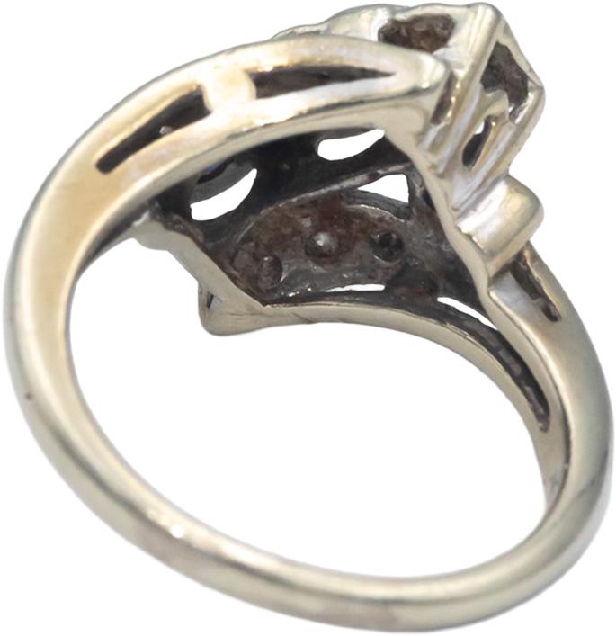 Antique Vintage 14k White Gold 0.64CT Diamond and Sapphire Ring Size 5.75