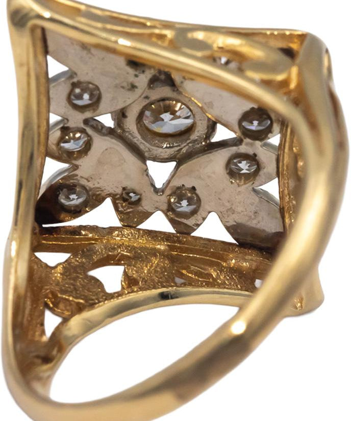 Antique Vintage 14k Yellow Gold Diamond Ring 0.45CT w/ 0.25CT Center Size 6