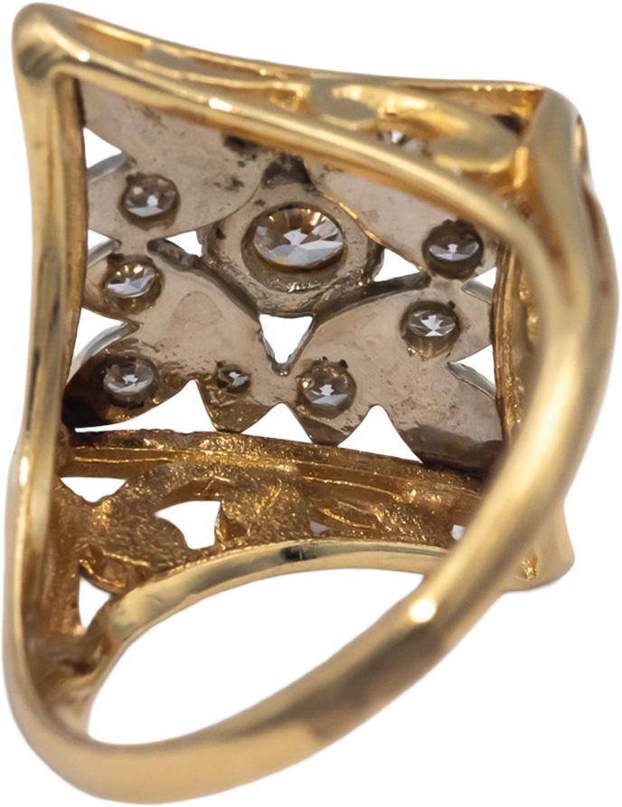 Antique Vintage 14k Yellow Gold 0.45CT Diamond Ring w/ 0.25CT Center Size 6