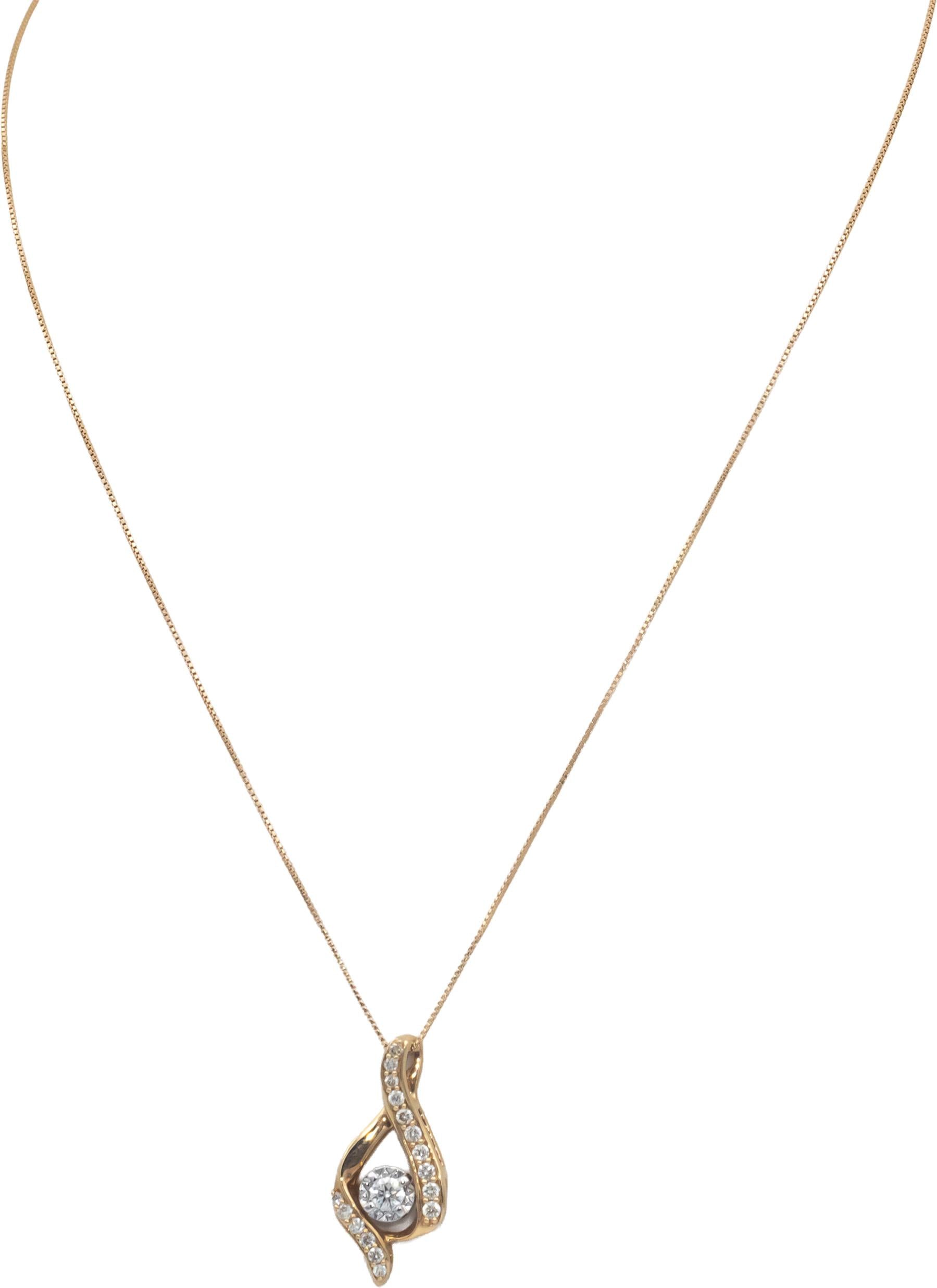 14k Yellow Gold Jewelry 0.37CT Round Cut Diamond Pendant Necklace