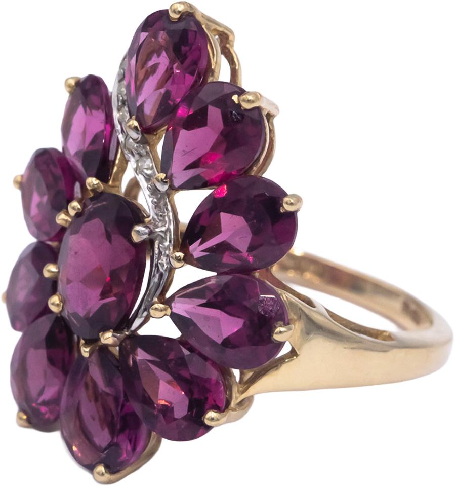 10k Yellow Gold 9.03CT Synthetic Pink Gemstone Ring w/ Diamond Accents Size 7