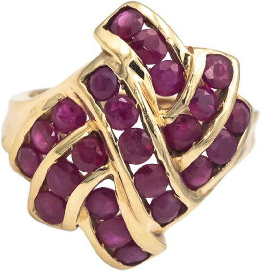 10k Yellow Gold Jewelry 1.50CT Round Cut Ruby Cocktail Ring Size 6.25