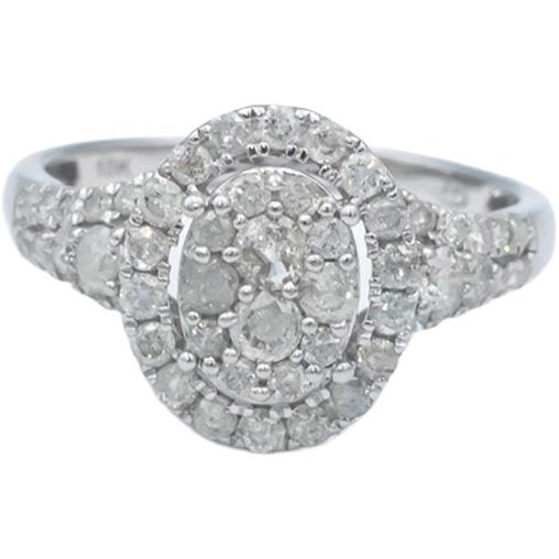 10k White Gold Round Diamond Cluster Cocktail Ring 0.75CT Size 7