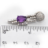 18k White Gold Diamond and Amethyst Drop Dangle Earrings 4.25CT