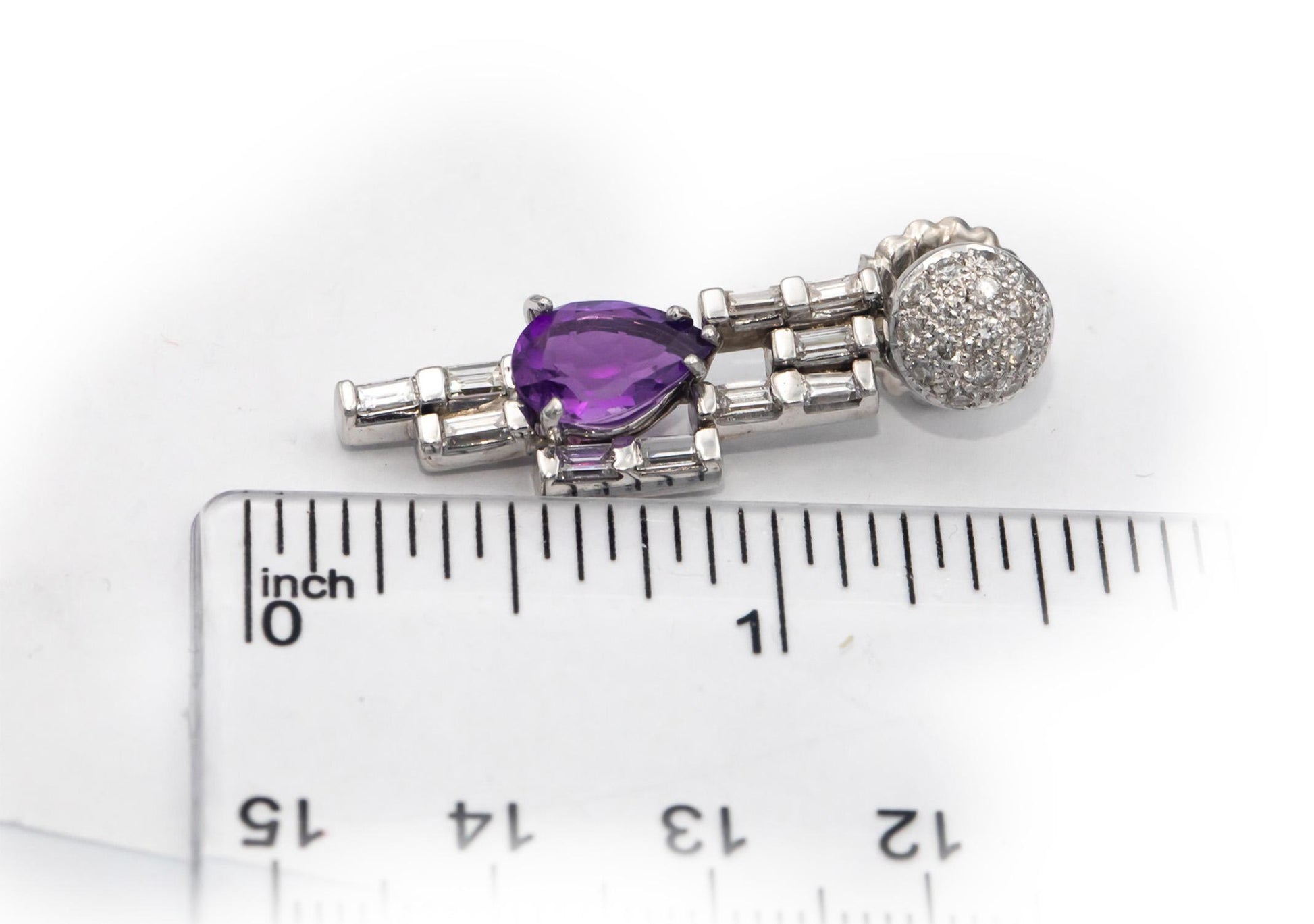 18k White Gold 4.25CT Diamond and Amethyst Drop Dangle Earrings