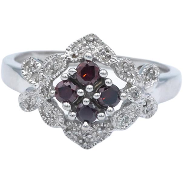 14k White Gold Round Diamond Floral Cocktail Ring 0.50CT Size 10