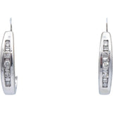 14k White Gold Jewelry Round Channel Set Diamond Hoop Huggie Earrings 0.25CT