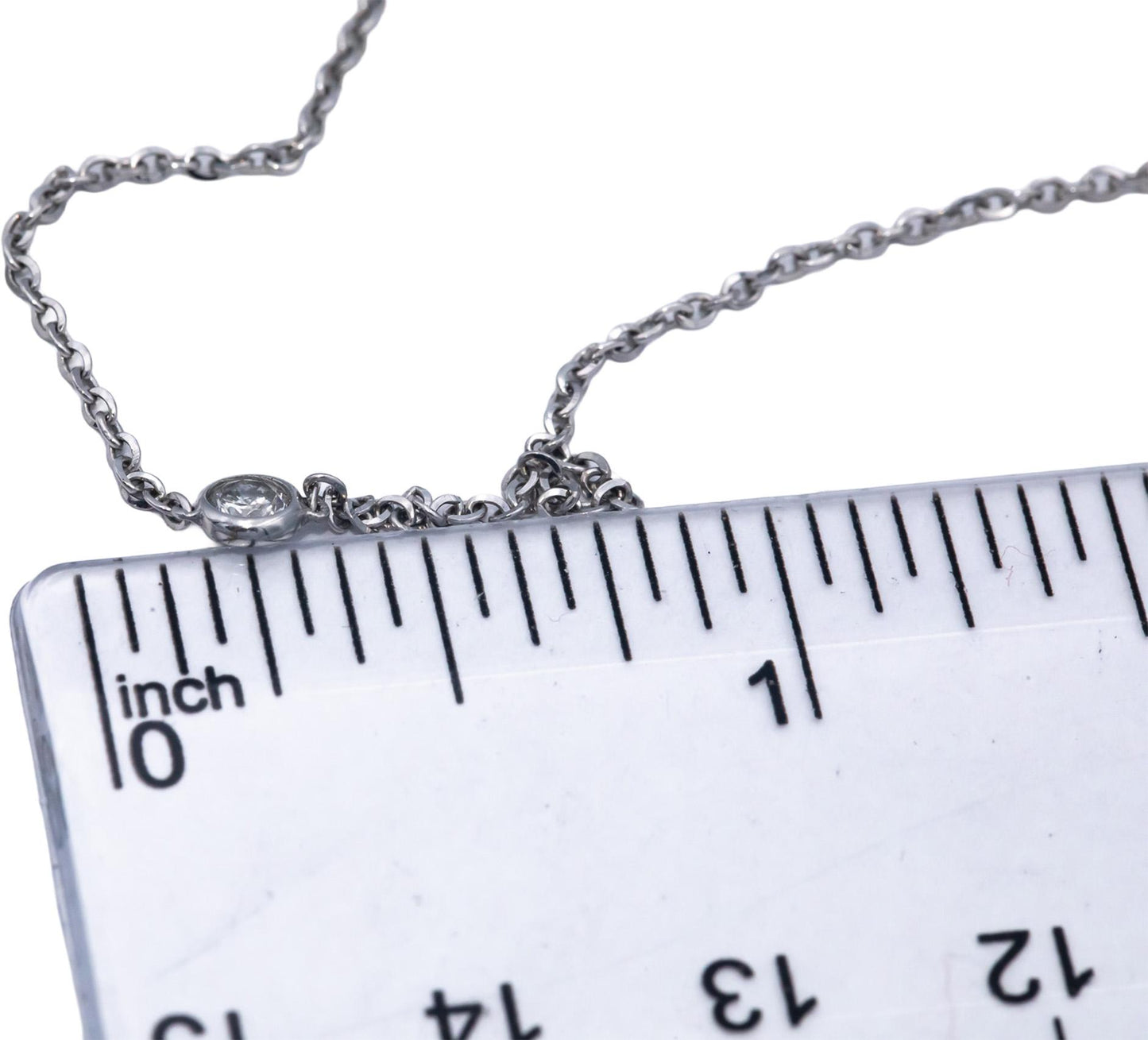 14k White Gold 0.50CT Round Cut Bezel Set Diamond By The Yard Necklace