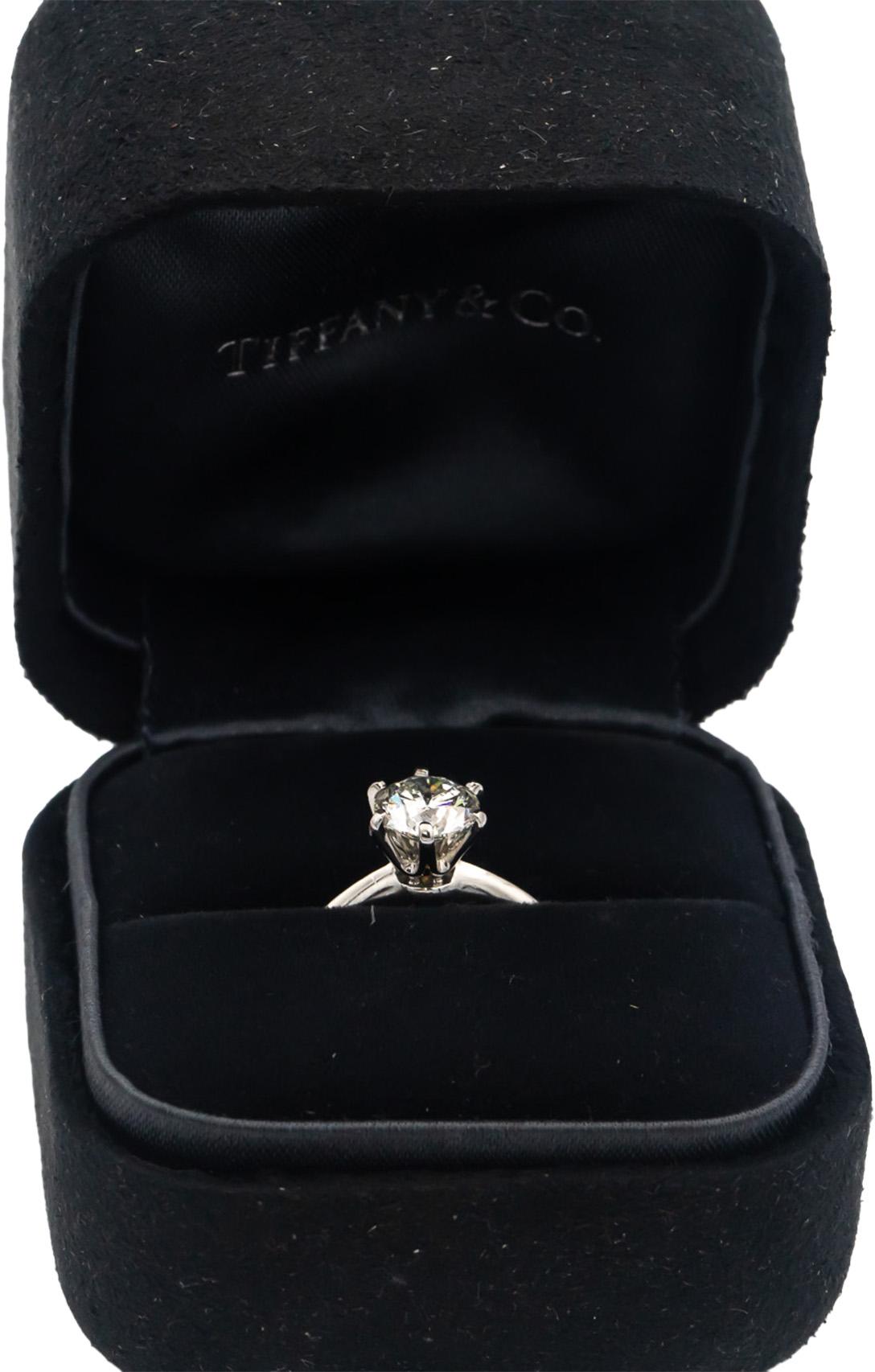 GIA Certified TIFFANY & CO. Platinum H/VS1 Round Diamond Engagement Ring 1.03CT