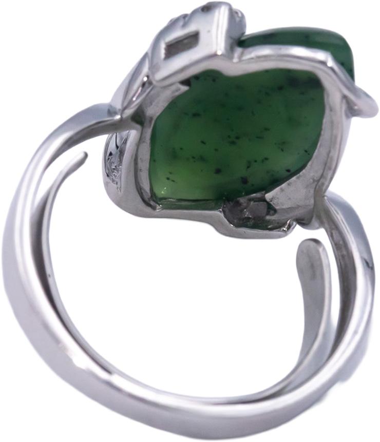 Antique 10k White Gold 0.12CT Diamond and Jade Cocktail Ring Size 6.5