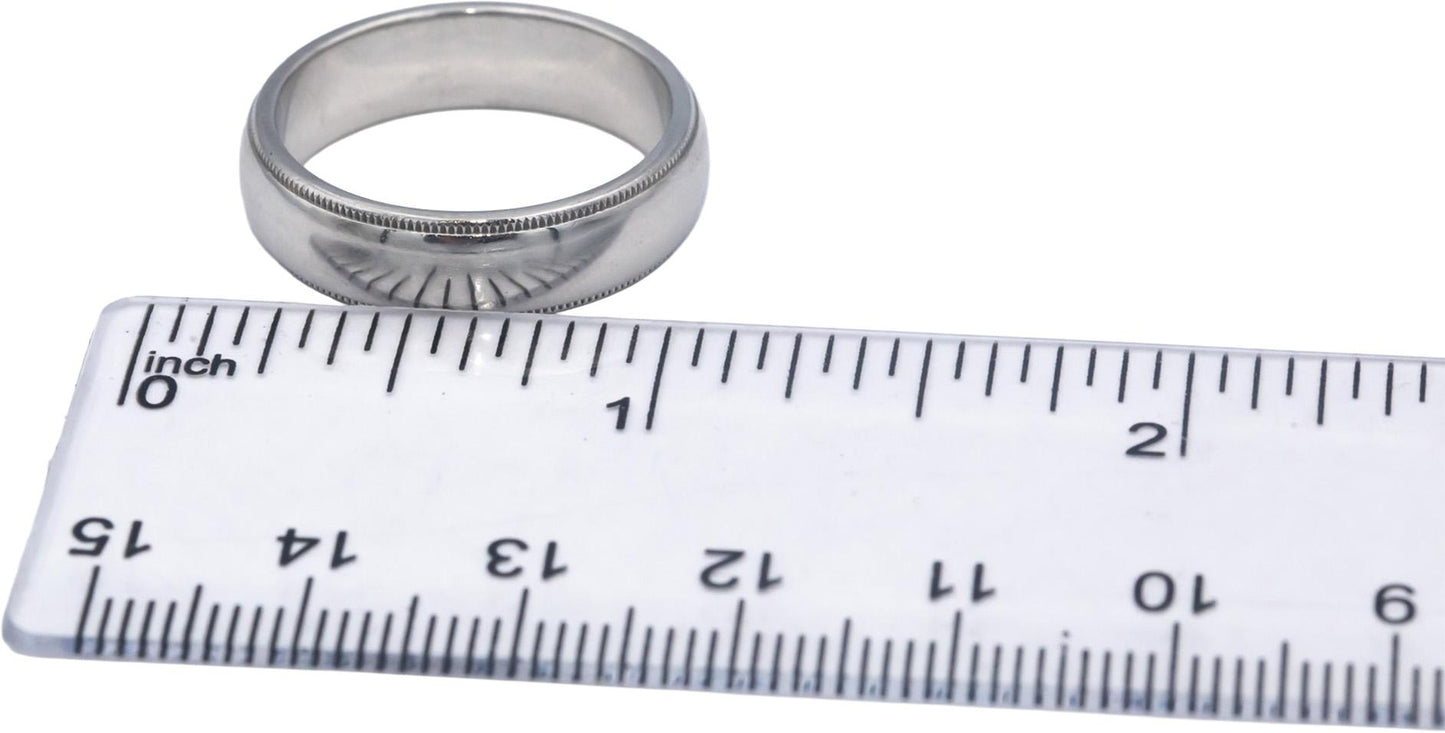 TIFFANY & CO. Platinum Jewelry Double Milgrain Band Ring Size 9.5
