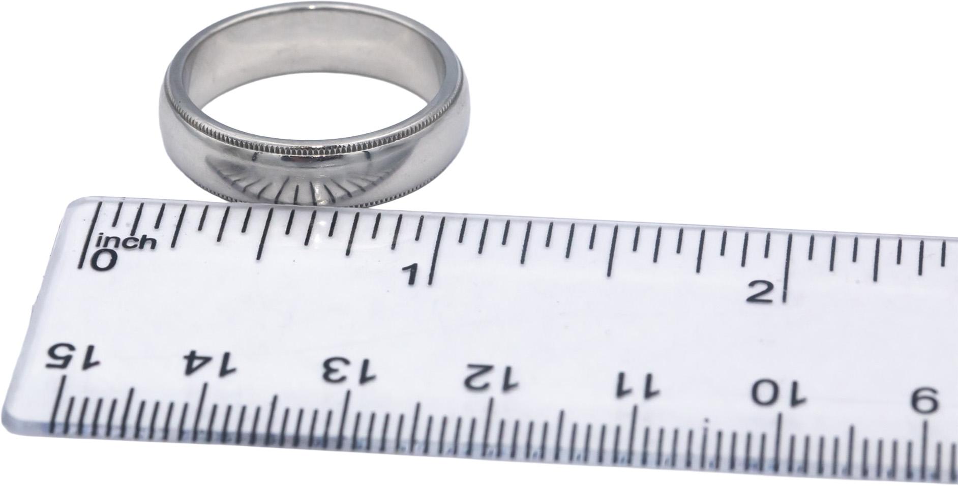 TIFFANY & CO. Platinum Jewelry Double Milgrain Band Ring Size 9.5