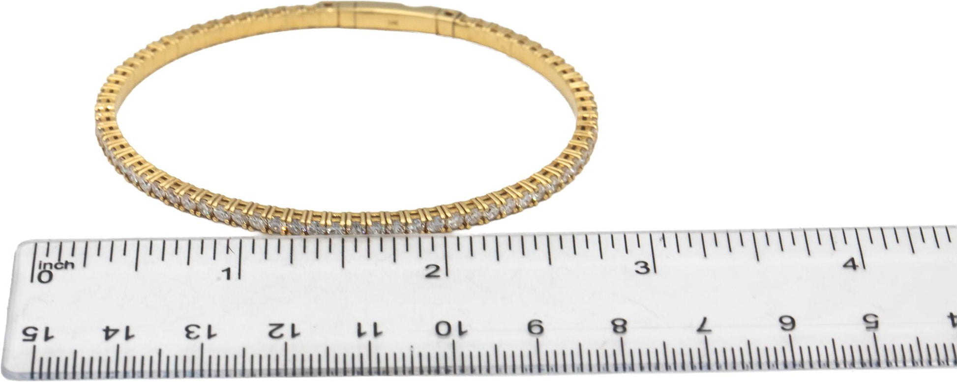 14k Yellow Gold VS Round Diamond Semi-Flexible Bangle Bracelet 3.90CT