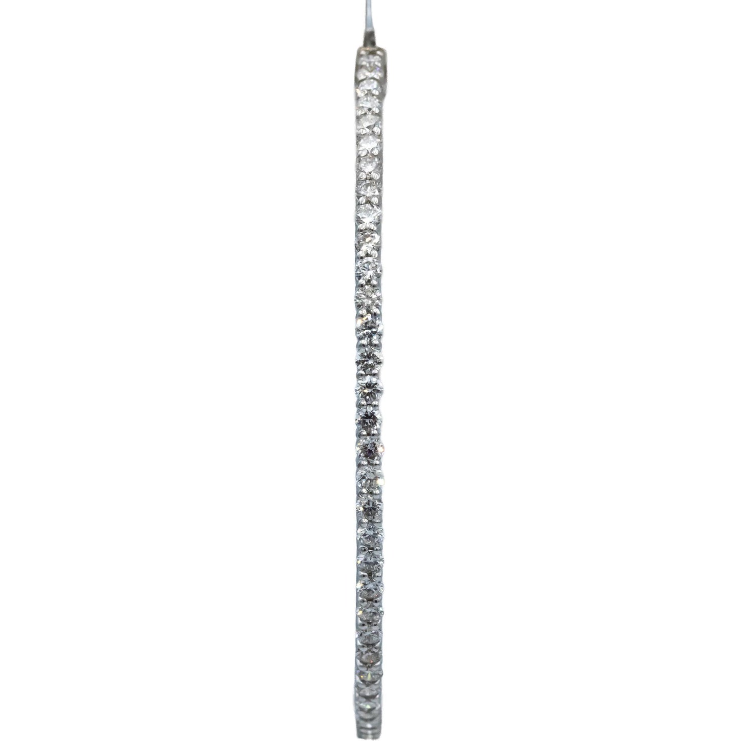 14k White Gold VS Round Diamond Inside Out Circle Hoop Earrings 2.95CT