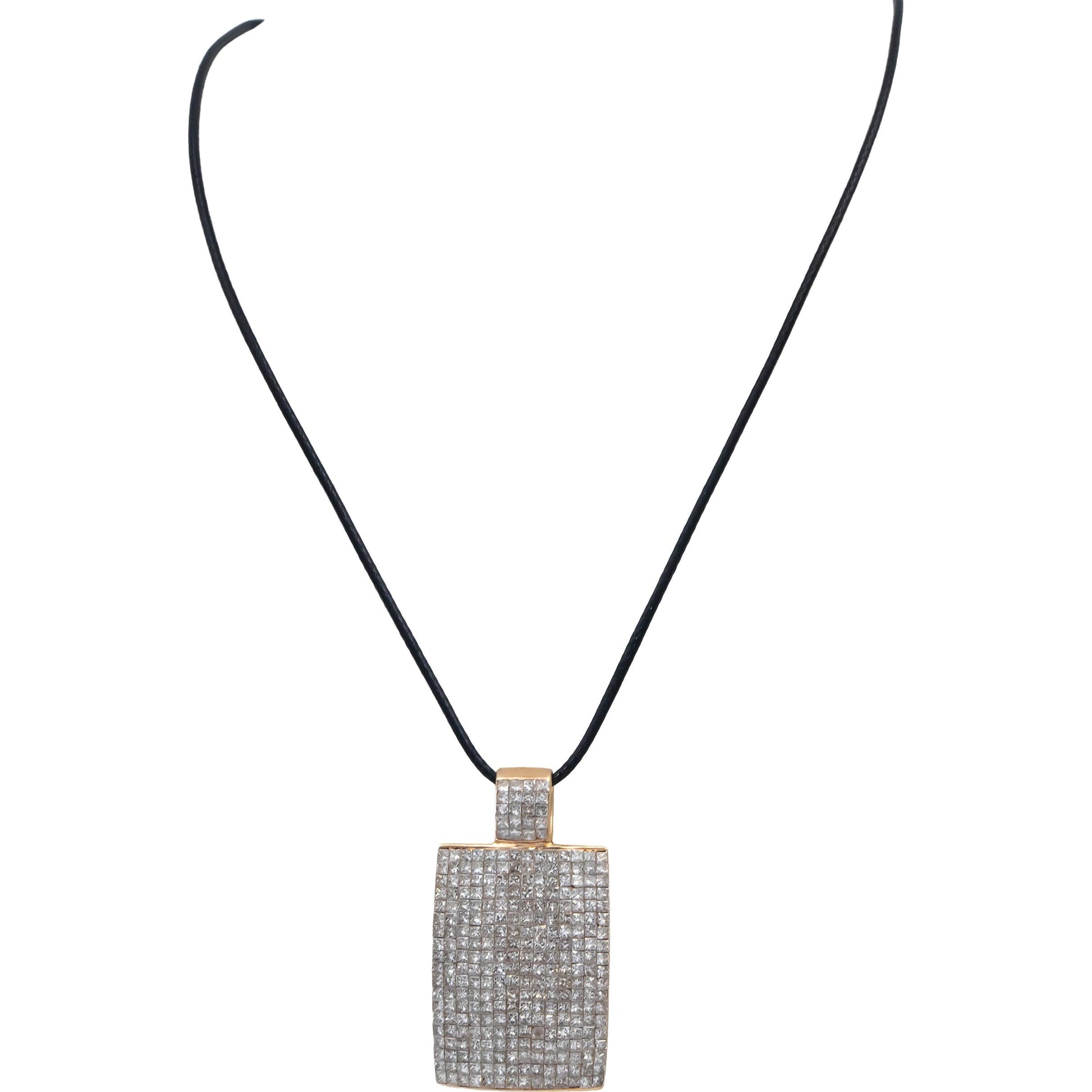 ICEBOX 14k Yellow Gold Princess Cut Diamond Cluster Pendant Necklace 8.23CT