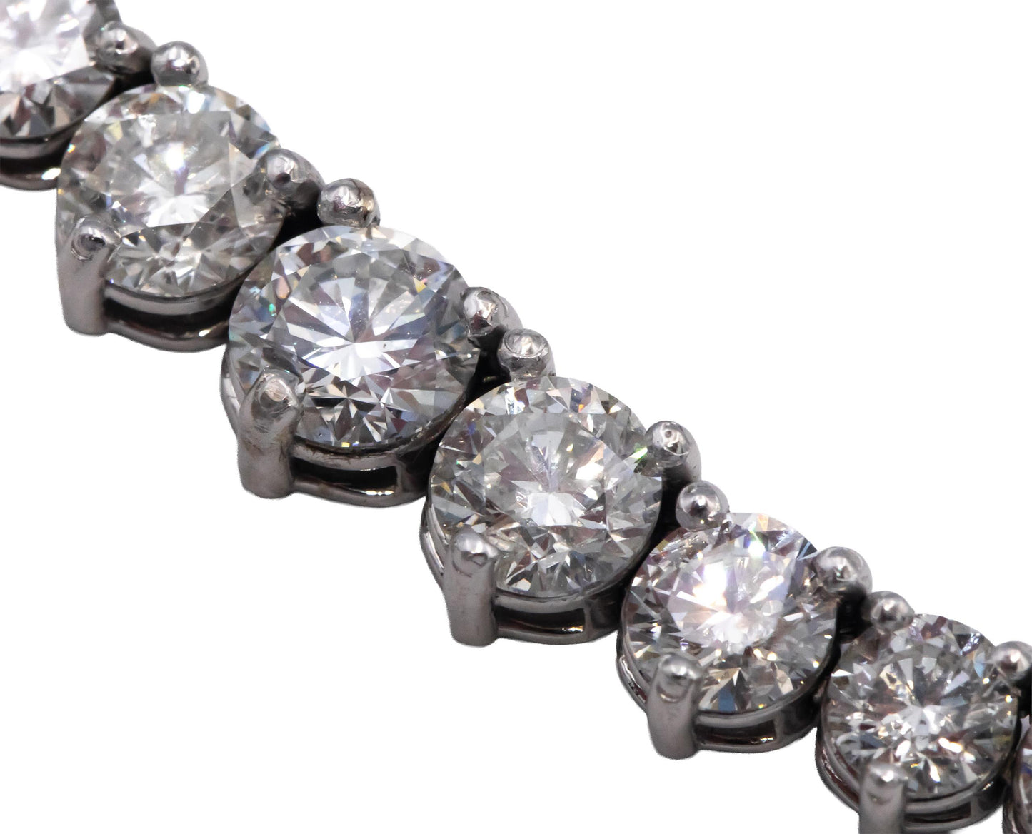 Round Diamond 14k White Gold Graduated Width Riviera Necklace 15.64CT