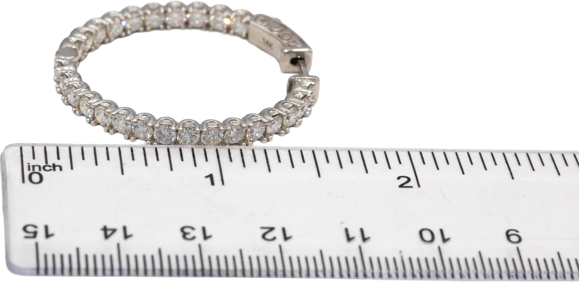 14k White Gold VS Round Diamond Inside Out Circle Hoop Earrings 5.40CT